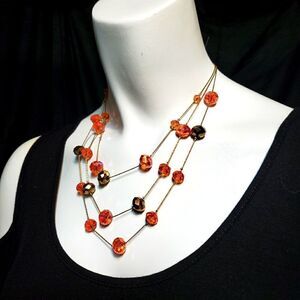 NWT J.C. Penney Orange & Gold Necklace & Earrings